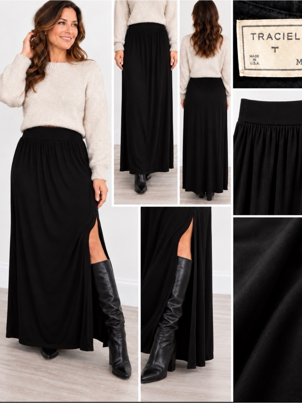 Black Maxi Skirt with Side Slit